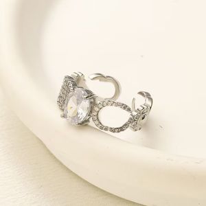 Klassieke diamanten ringen luxe letter designer ring dames mode-sieraden voor vrouwen klassieke vergulde gouden trouwring vintage herenring verstelbare opening zb068