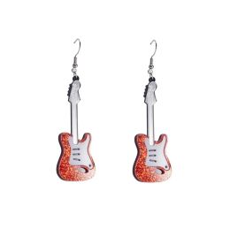 Guitare électrique classique Boucles d'oreilles en acrylique pour femmes Festival de musique Festival Musical Instrument Sangle Oreille d'oreille