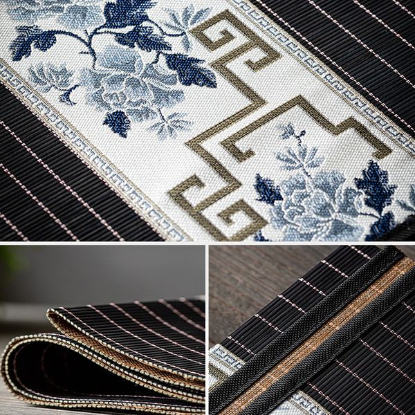 Broderie classique Bamboo Ta Taft Natural Natural Table Table Runner Table Placemat Pad Home Cafe Restaurant Decoration
