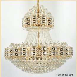 Klassieke Europese gouden kristallen kroonluchter LED -licht Big moderne kristal kroonluchters licht lichte huis binnen hotel trappen hangende lamp