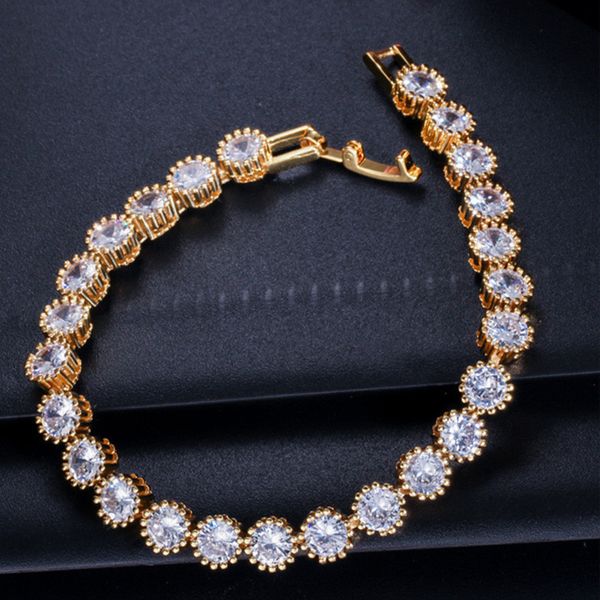 Moda clásica Crown Tennis Pulseras para mujeres 3A Cubic Zirconia pulsera Oro rosa Plata Cobre Blanco CZ Pulsera de lujo diseñador de joyas Regalo de fiesta 3 colores