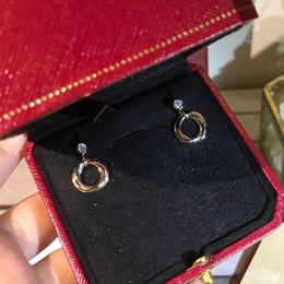 klassieke goud oorbel drie cirkel kleurrijke titanium staal vrouw zilveren oorbellen hoge versie rose stud designer luxe niet vervagen gouden sieraden