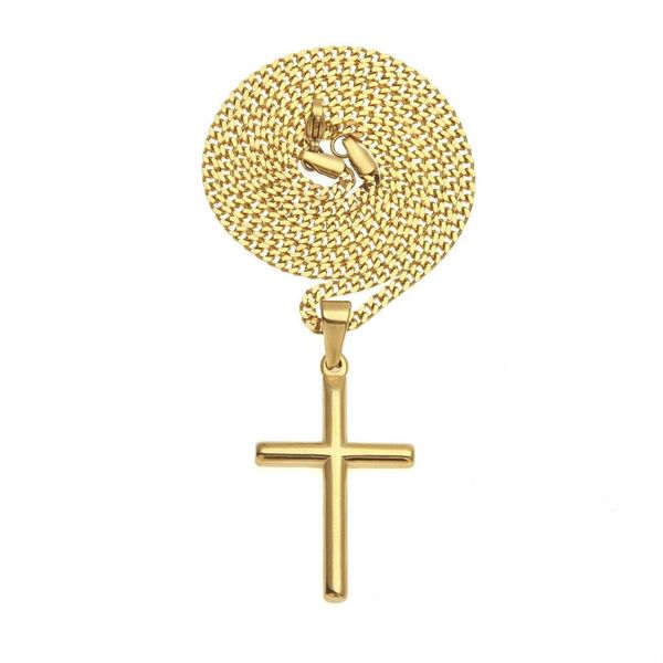 Colar de ouro clássico lazer banhado a ouro cruz pingente moda masculina camisola pingentes colares baratos de alta qualidade para ma317o