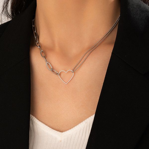 Collier pendentif coeur classique pour femmes maman élégant or argent Colar alliage métal réglable bijoux collier