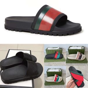 Diapositivas para mujer Moda Zapatilla de goma Blanco Negro Ancho Plano Resbalón en sandalias Playa de verano Fondo fino Chanclas al aire libre EU35-46 con caja NO010