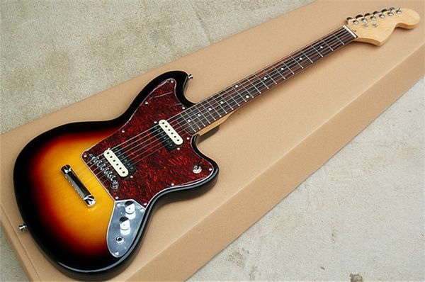 Guitarra eléctrica clásica Hot Tobacco Sunburst con golpeador de caparazón de tortuga rojo, diapasón de palisandro, 22 trastes, se puede personalizar.