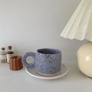 Klassieke inkt Dots Ceramics Mokken met Saucer Coffee Mug Milk Tea Office Cups Drinkware Het beste verjaardagscadeau