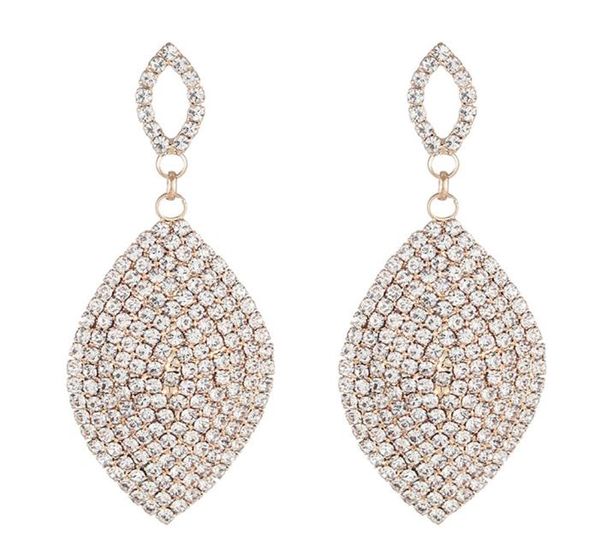 Classique grandes boucles d'oreilles goutte mariée forme de larme boucles d'oreilles en cristal pour les femmes strass balancent boucle d'oreille de mariage bijoux 7152556