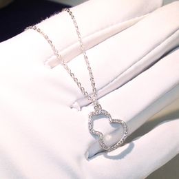 Bijoux de luxe classiques 925 collier de gourde en argent sterling délicat insert foret femelle pavé blanc saphir CZ diamant chaîne pendentif cadeau