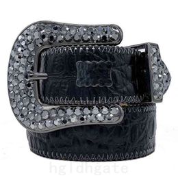 Classique luxe hommes bb ceinture brillant cristal femmes ceinture en cuir véritable ceinture simple lettre décor punk coloré strass designer ceinture cadeaux d'affaires hg093