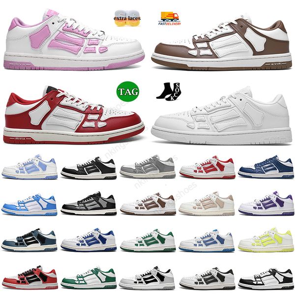 Clásico Hombres Mujeres Zapatos casuales Skel Top Bajo Alto Hueso Triple Negro Blanco Azul Rosa Rojo Verde Bred Skeleton Entrenadores Diseñador Zapatillas de deporte Marca Amiress Outdoor