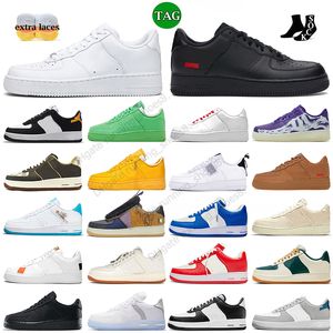 Klassieke heren dames loopschoenen Plat leer Aforces One Skeleton Paars JDI Oranje Laag Zwart Panda Haas Space Jam MCA University Blauw Dhgate Sportschoenen