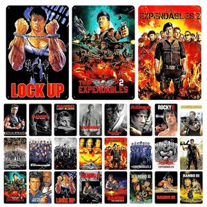 Film classique Rambo Metal Painting Vintage Tin Signs Affiche pour bar Pub Club Home Theatre Man Cave Iron Painting Wall Decor 20cmx30cm woo