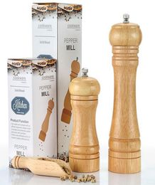Moulin à poivre de sel en bois de chêne classique 5quot 8quot Spice Grinders Ensembles d'assaisonnement à main d'assaisonnement Ceramic Grinder outils de cuisine Set3574012