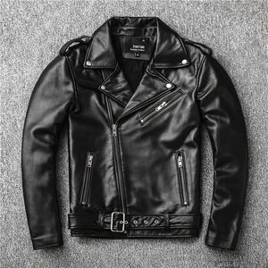 Veste Perfecto classique veste en cuir de Moto hommes 100% peau de mouton naturelle hommes noir manteau en cuir véritable veste de Moto mince 240112