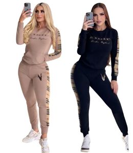 classique plaid deux pièces ensemble survêtement femmes designer survêtement femmes sweat-shirt pantalons de survêtement ensembles joggers