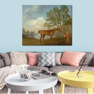 Retrato clásico lienzo arte caballo paisaje calabaza con un chico estable George Stubbs pintura pintada a mano decoración de habitación de Hotel