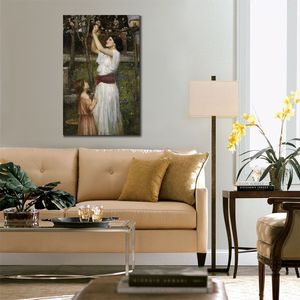 Klassieke Portretolieverfschilderijen van het Verzamelen van Amandelbloesems John William Waterhouse Canvas Art Traditioneel Met de hand gemaakt Home Decor