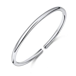 Classique Simple mode 925 en argent Sterling lisse manchette Bracelets Bracelets Pulseras saint valentin présent 210507301d