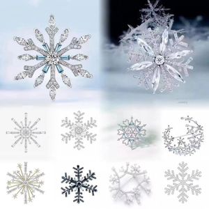 Classique flocon de neige série broche concepteur argenté couleur or broches femmes mode broches grand cristal vêtements féminins costume broche pour chapeaux cadeau bijoux cadeau