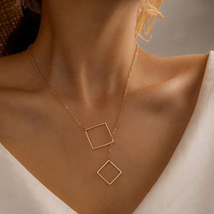 Klassieke vierkante hanger ketting voor vrouwen nieuwe holle geometrische daling oorbel bruiloft sieraden set accessoires