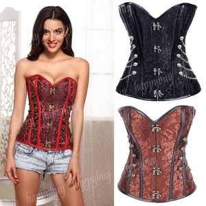 Klassiek staal uitgebeend Steampunk korset Uitloper Topkoord Bustier met veters Grote maat S-5XL336m