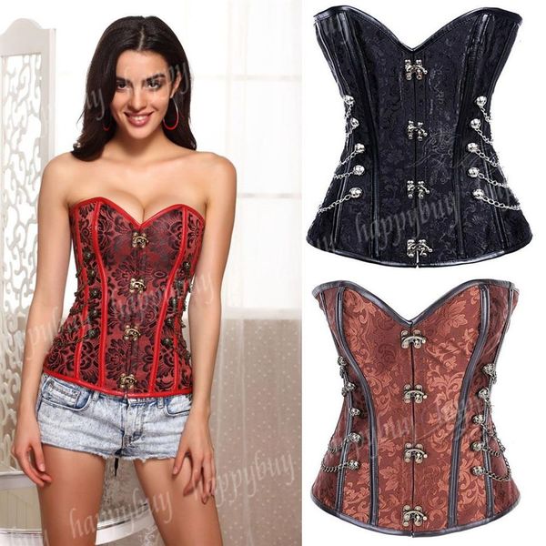 Classique Acier Désossé Steampunk Corset Outwear Cordon Laçage Bustier Plus La Taille S-5XL336m