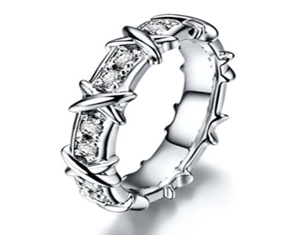 Classical T Pattern Cross Love Diamonds Engagement pour Darling Platinum 950 Ring White Gold Jewelry6192355