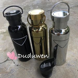 Klassieke driehoek Vacuüm Cup Thermosflessen auto fles Kolf Cups met stro pr mode Koffie sport mok geschenkdoos293Z