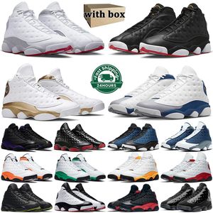 Avec boîte Jumpman 13 Chaussures de basket-ball Hommes Baskets 13s Wolf Grey Playoffs DMP Français Bleu Black Cat University Blue Baskets pour hommes Sports de basket-ball en plein air 36-47