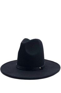 Klassieke UNISEX BREDE RAND SPLICE TWEE KLEUR WOL FEDORA Winter Warm Brede Rand Vrouwen Hoeden Rood Zwart Dames Kerk Derby Jurk Ha a42766844