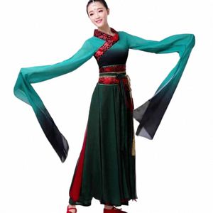 Klassieke Water Mouw Dans Dr Performer Outfit Vrouwen Vrouwelijke Chinese Volksdans Stage Performance Kostuum voor Vrouwen Groen J56T #