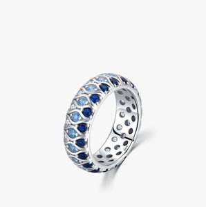 Klassieke trouwringen Originele sieraden Real 100% 925 Sterling Silver Sapphire CZ Diamond Gemstones Party Promise Women Engagement Band Ring Gift Never Fade