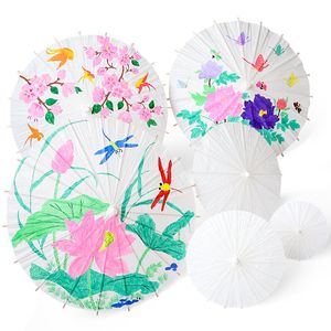 60 CM DIY Blank Bamboe Papers Paraplu Craft Geolied Papier Paraplu Blank Schilderen Bruid Bruiloft kinderen Schilderen Graffiti Kleuterschool