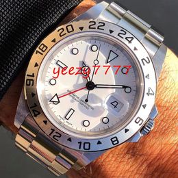 Klassieke witte wijzerplaat master 40mm Explorer 16570 216570 rode hand mechanische automatische SS 316L saffier vintage horloge luxe heren wa296P