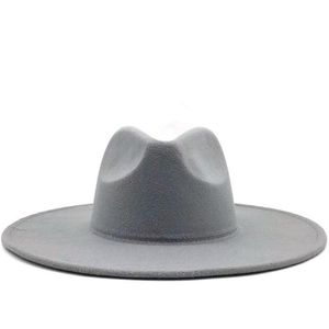 Chapeau Fedora classique à large bord noir blanc laine chapeaux hommes femmes chapeau d'hiver écrasable mariage Jazz chapeaux2531
