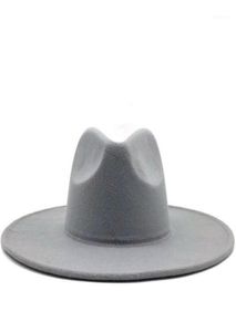 Chapeau Fedora classique à large bord, chapeaux en laine noire et blanche pour hommes et femmes, chapeau d'hiver écrasable pour mariage Jazz Hats17676441