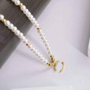 Classique Femmes Designer Collier Ras Du Cou Pendentif Chaîne Plaqué Or Lettre Perle Colliers Bijoux Accessoires Cadeaux