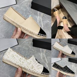 Klassieke Vrouwen Lente Lamsvacht Espadrilles Dames Casual Schoenen Visser Sneaker Canvas VS Echt Leer Tweed Slip-On Platform Schoeisel Beige Zwart Maat 35-42