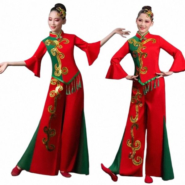 Disfraces clásicos de baile yangko Dr femenino elegante Chiff Traditial chino Folk Fariy Performance Winist Drum Dance x1u5#