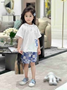 Classics Baby Tracks Courses Filles Suit à manches courtes KidS Designer Vêtements Taille 100-150 cm et Shorts de conception à carreaux bleus et blanc