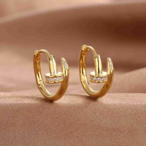 klassiekers Charm letter nagel oorbellen Titanium staal ontwerper voor vrouwen stud luxe sieraden hoepel geschenken vrouw meisje goud groothandel niet vervagen