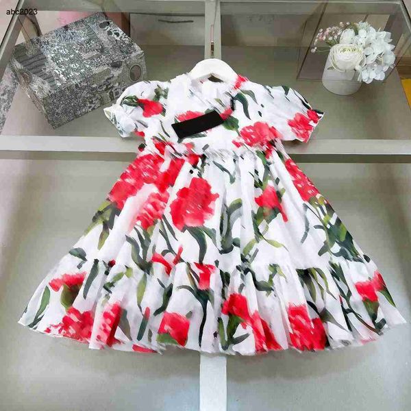 Clásicos diseñador ropa para niños vestidos para niñas falda de bebé vestido de princesa de encaje Tamaño 90-150 CM Tela de algodón de seda simulada vestido para niños 24Mar