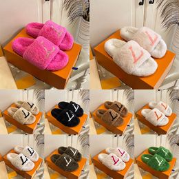 Klassiekers Designer Dames harige pantoffels Luxe bontslippers Comfort muilezel Pluizige schoenen Instapper Wolk Wit Zwart Roze Bruin Groen Fuzzy Platform Slippers muiltjes OG Slipper