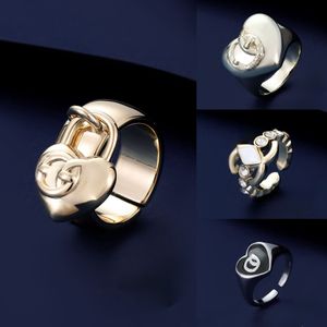 Klassieke modeontwerper 18k goud zilveren ring Heren Dames Verstelbare paar Ring ringen Hoge kwaliteit sieraden