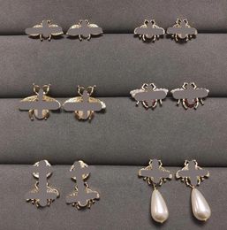 Classics Gucss -serie Vintage kleur diamant earring oorbuien ontwerper parelontwerper oorbellen voor dames hoepel bijen vorm gothy sieraden met doosbetrokkenheid cadeau