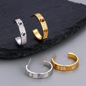 klassiekers letter F vrouw oorbellen met diamant Titanium staal ontwerper voor vrouwen stud luxe sieraden cadeau voor meisje goud groothandel niet vervagen