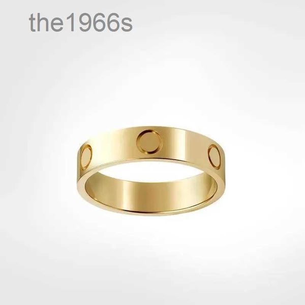 Diseñador de anillos de amor clásicos para mujer 4 mm 5 mm 6 mm Chapado en oro de 18 k con diamantes Amantes de la joyería Caja de regalo de aniversario de boda JLXY