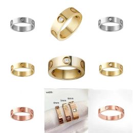 Classics Love Ring anillo de diseño para mujeres, hombres, 4 mm, 5 mm, 6 mm, anillo chapado en oro de 18 quilates con diamantes, joyería de diseño para amantes, anillo de bodas, regalo de joyería de aniversario