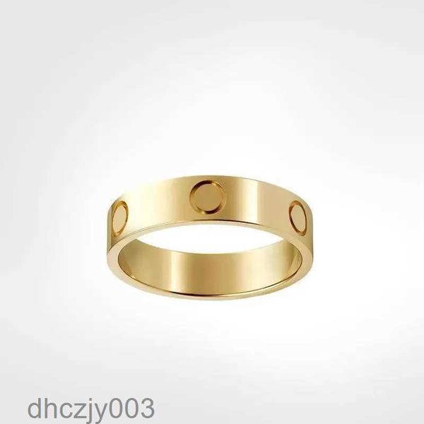 Anillo de amor clásico Anillo de diseñador para mujer 4 mm 5 mm 6 mm Chapado en oro de 18 k con diamantes Amantes de la joyería de diseñador Regalo de aniversario de boda con caja 6W5N 1B7X